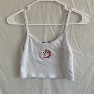 Brandy Melville Baby Devil Embroidered Crop Top